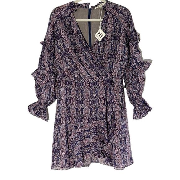 Haute Hippie Silk Lavender Blue Ruffle Mini Dress Size 8 NEW WITH TAGS 498.00 - Picture 2 of 12